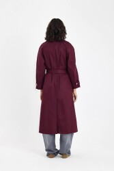 Tek Düğme Gabardin Trençkot cherry - 4