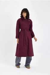 Tek Düğme Gabardin Trençkot cherry - 3