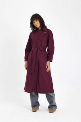 Tek Düğme Gabardin Trençkot cherry - 2